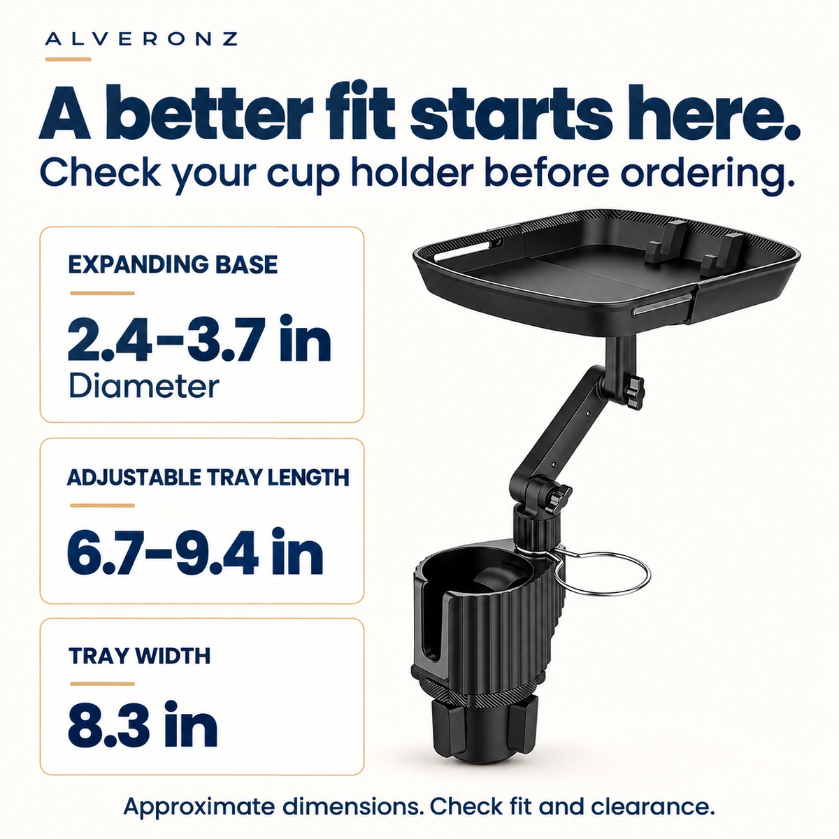 ALVERONZ™ Universal 360° Swivel Car Cup Holder Tray