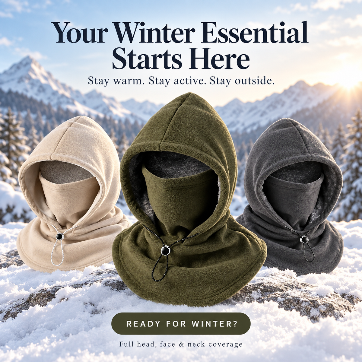 🔥Winter 45% OFF - Fleece Balaclava Hood – Full Face & Neck Winter Protection