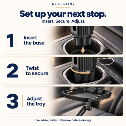 ALVERONZ™ Universal 360° Swivel Car Cup Holder Tray