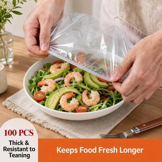 100Pcs Reusable Elastic Plastic Bowl Covers