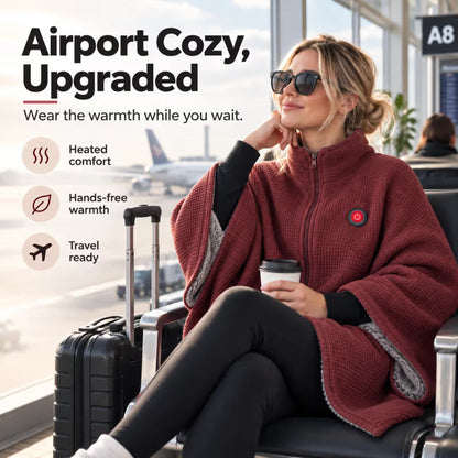 Wearable Heated Poncho Blanket – 3 Heat Levels, USB Power Bank Ready | FREE SHIPPING