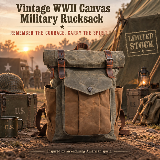 Vintage WWII  Waxed Canvas Military Backpack