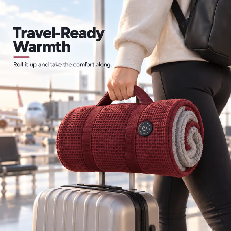 Wearable Heated Poncho Blanket – 3 Heat Levels, USB Power Bank Ready | FREE SHIPPING